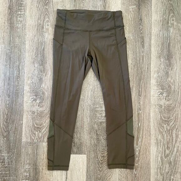 Lululemon Pace Rival Crop Legging Dark Olive - Size: 4 - Picture 2 of 12